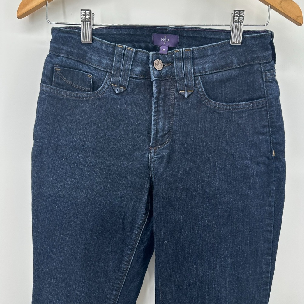 NYDJ Straight Jeans Womens 4P Blue Denim Dark Wash Slim Fit Double Loop Classic